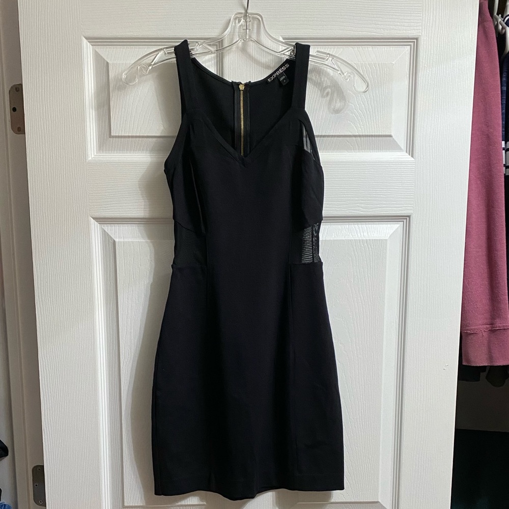 Express Black Mini Dress Mesh Cutouts